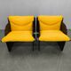 Pair of Italian Space Age Armchairs, Black Lacquer, 1970s