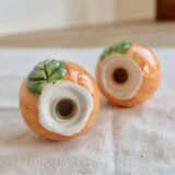 Salière poivrier vintage barbotine forme d'orange