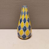 Vase italien à motif Arlequin dans un beau jaune/bleu
