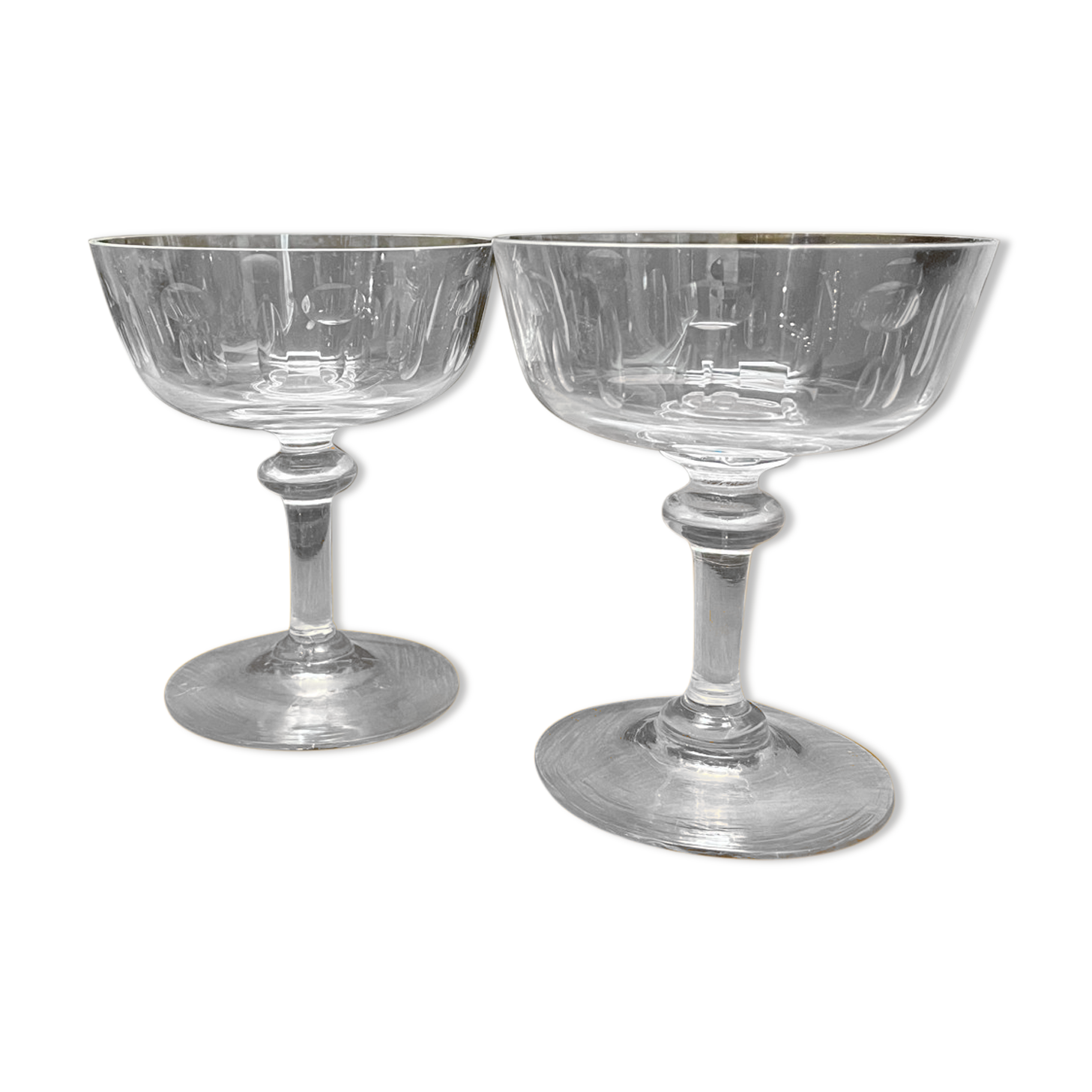 Pair of old champagne glasses
