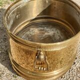 Oval brass planter with large handle