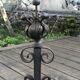 Pair of neo-gothic chenets, art ironwork, with shovel and pliers