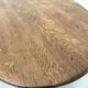 Oval table with T-shaped legs, solid oak, student woodworking project.