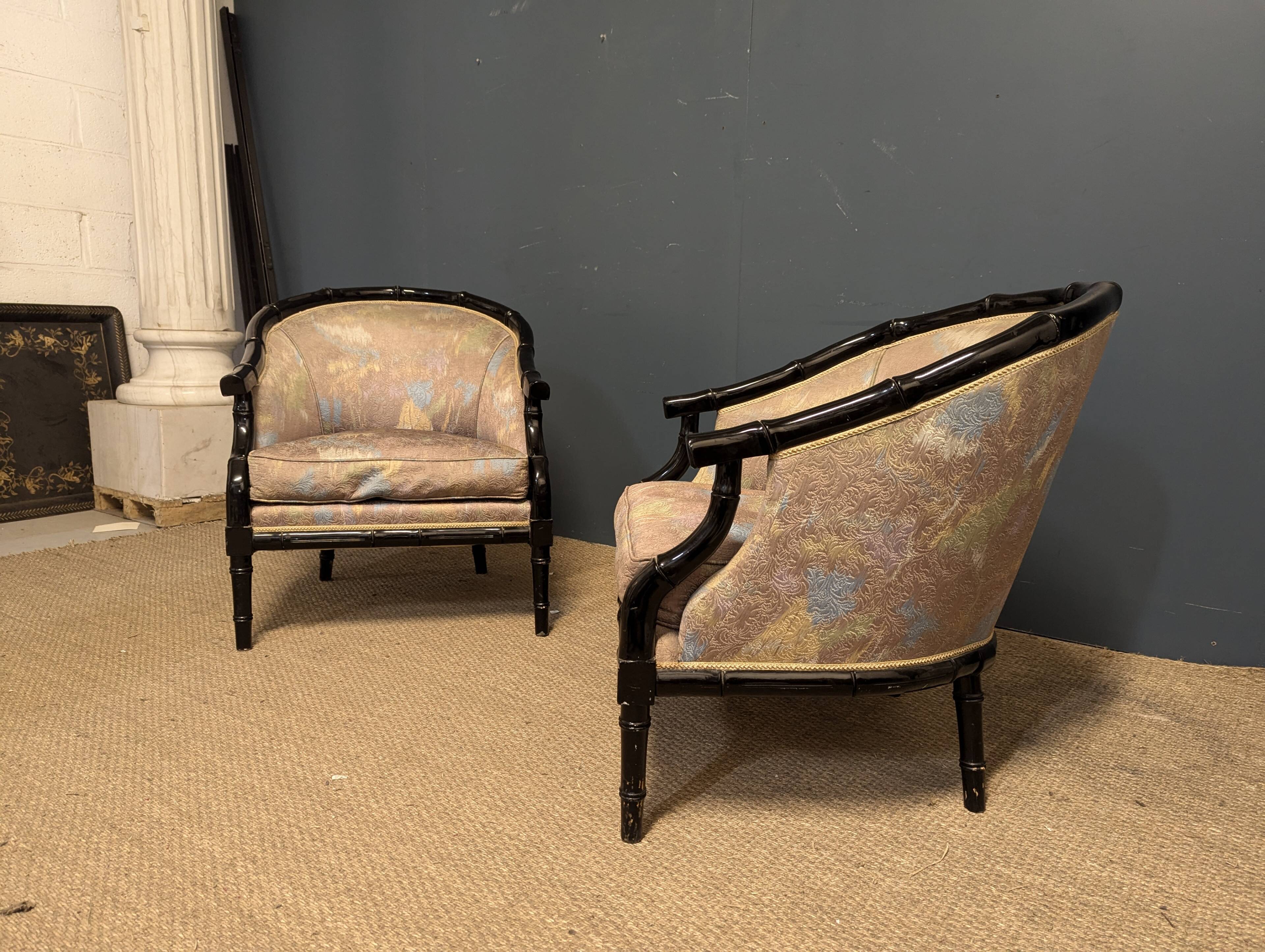 Pair of 80s bamboo-style armchairs