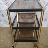 Metal and smoked glass trolley erard (france)