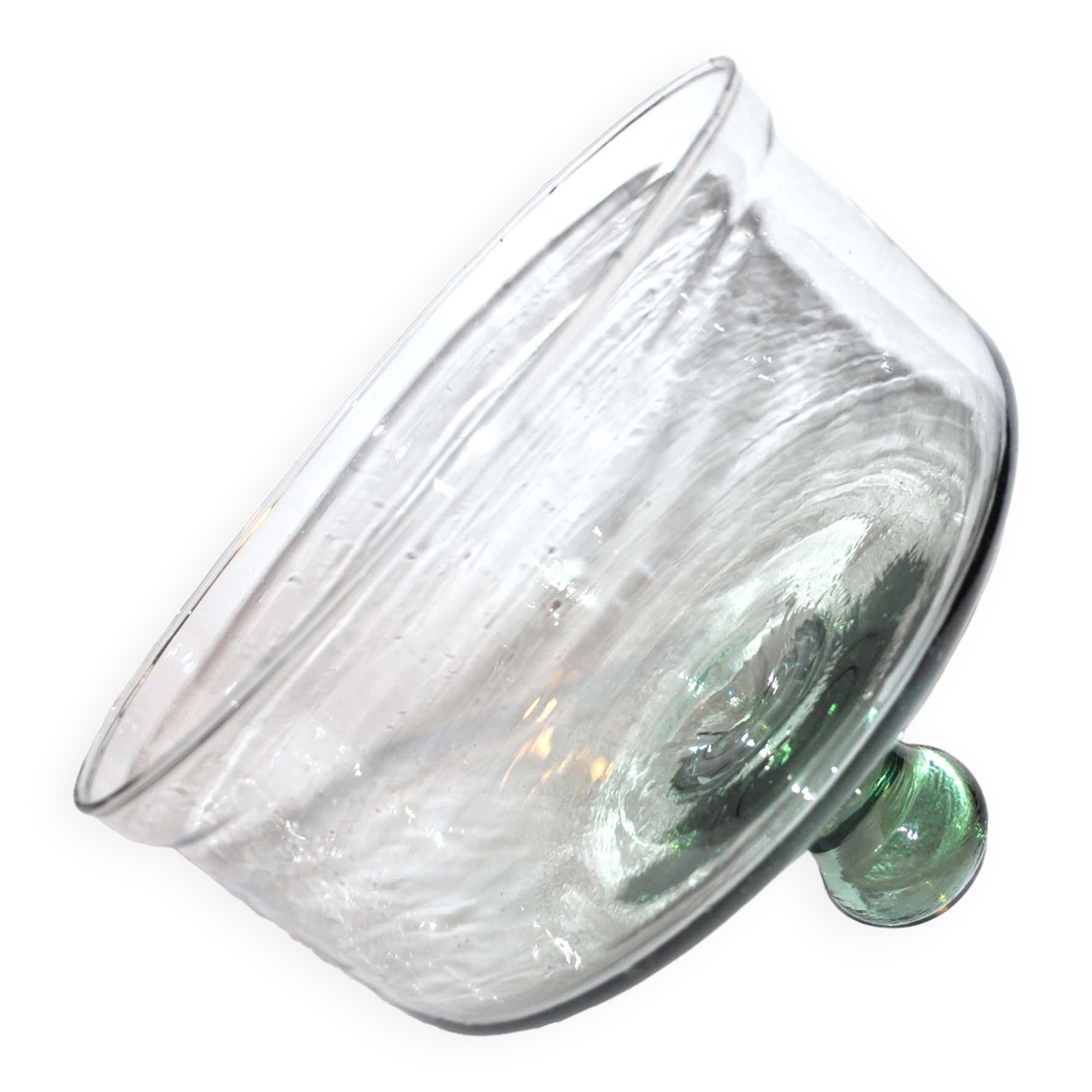 Cloche à Fromage Ancienne En Verre Soufflé Blanc - Globe Couvercle Début 20ème