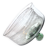 Cloche à fromage ancienne en verre soufflé vert - Globe vintage couvercle