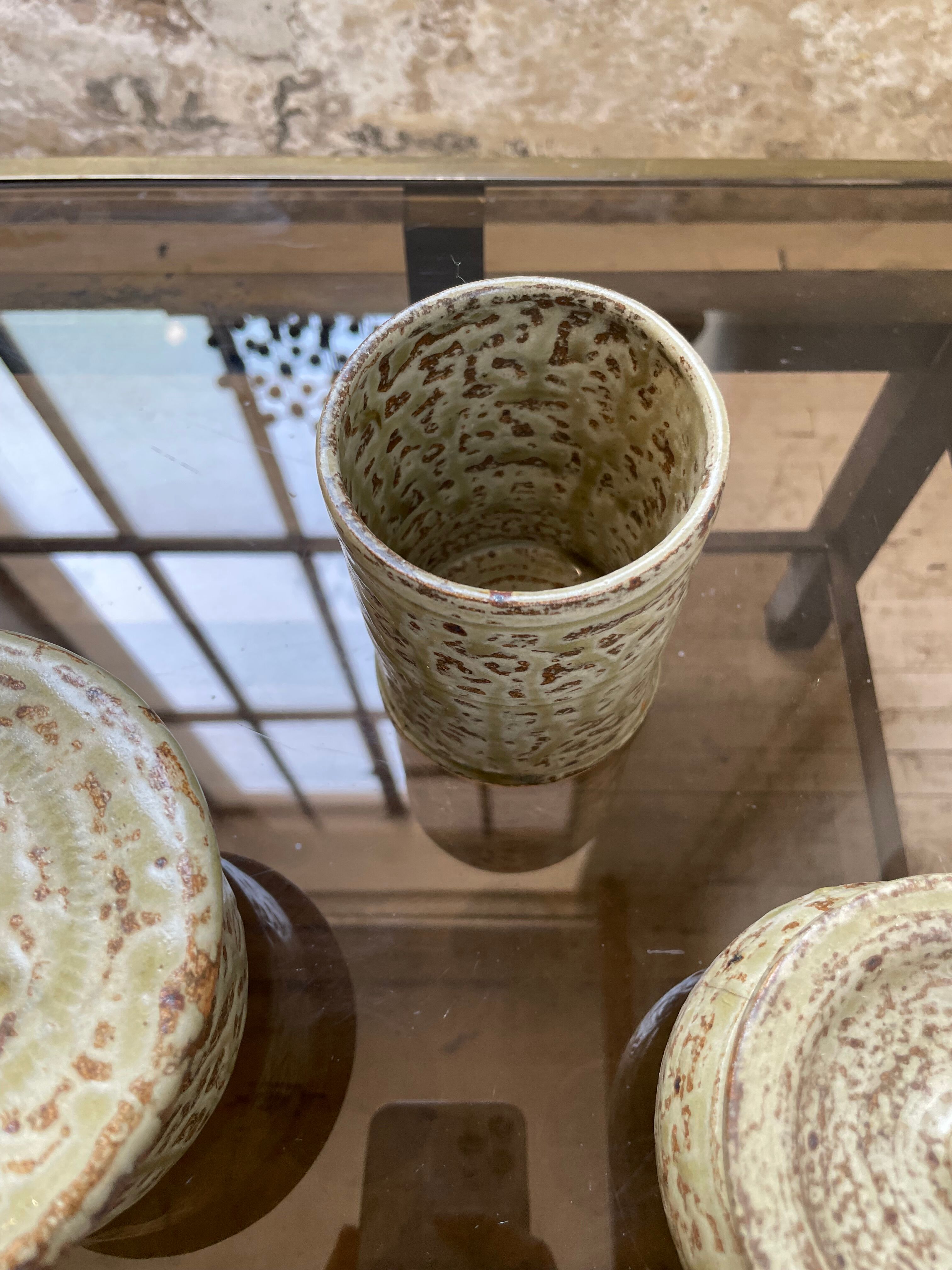 Stoneware herbal tea cup set La Hulotte Caylus