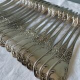 Series of 21 antique silver metal table forks