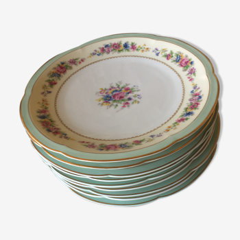9 assiettes plates porcelaine Limoges Ahrenfeldt