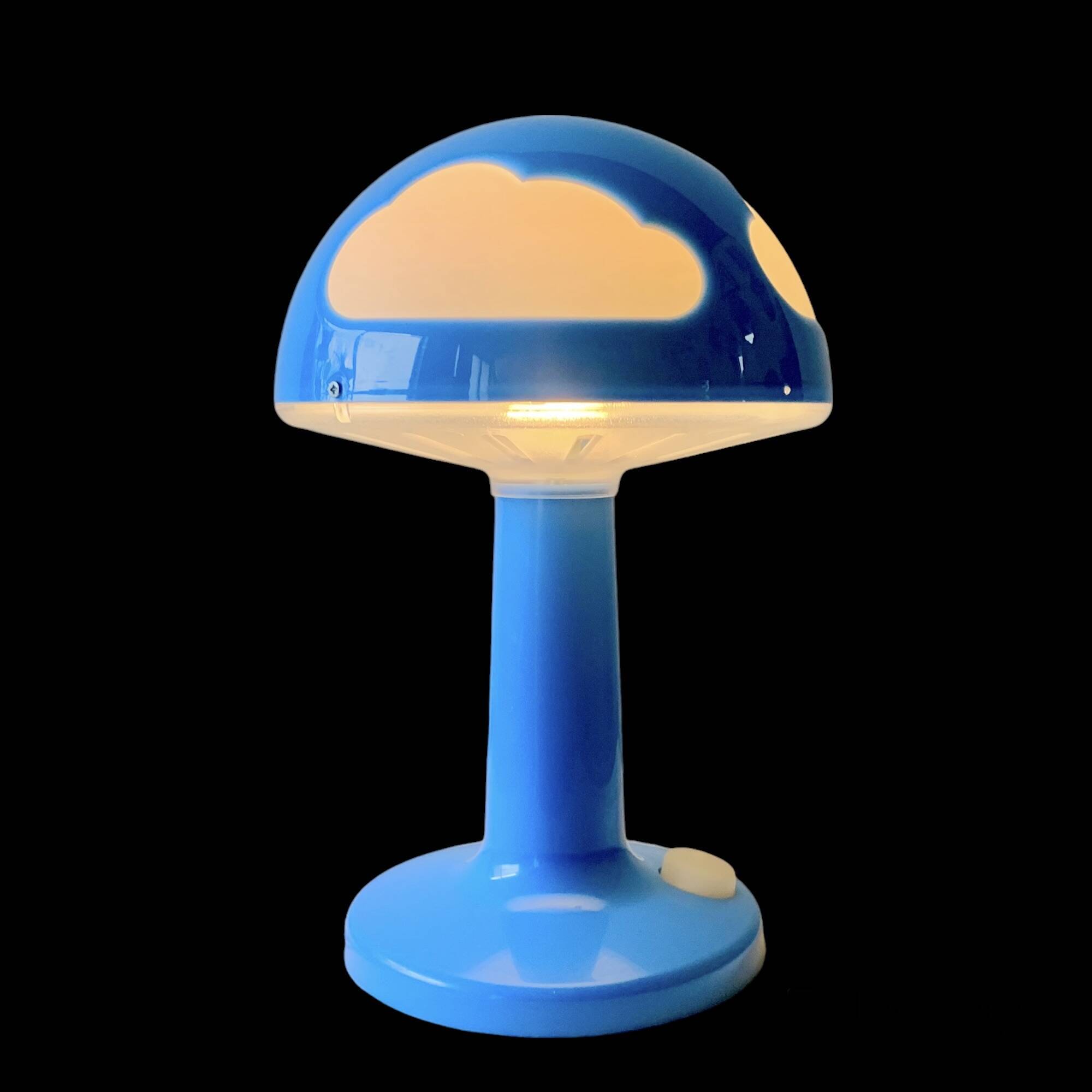Vintage Skojig blue mushroom lamp - clouds - Ikea