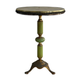 Table d'appoint du milieu du siècle en marbre vert et base en laiton, années 1960, Italie