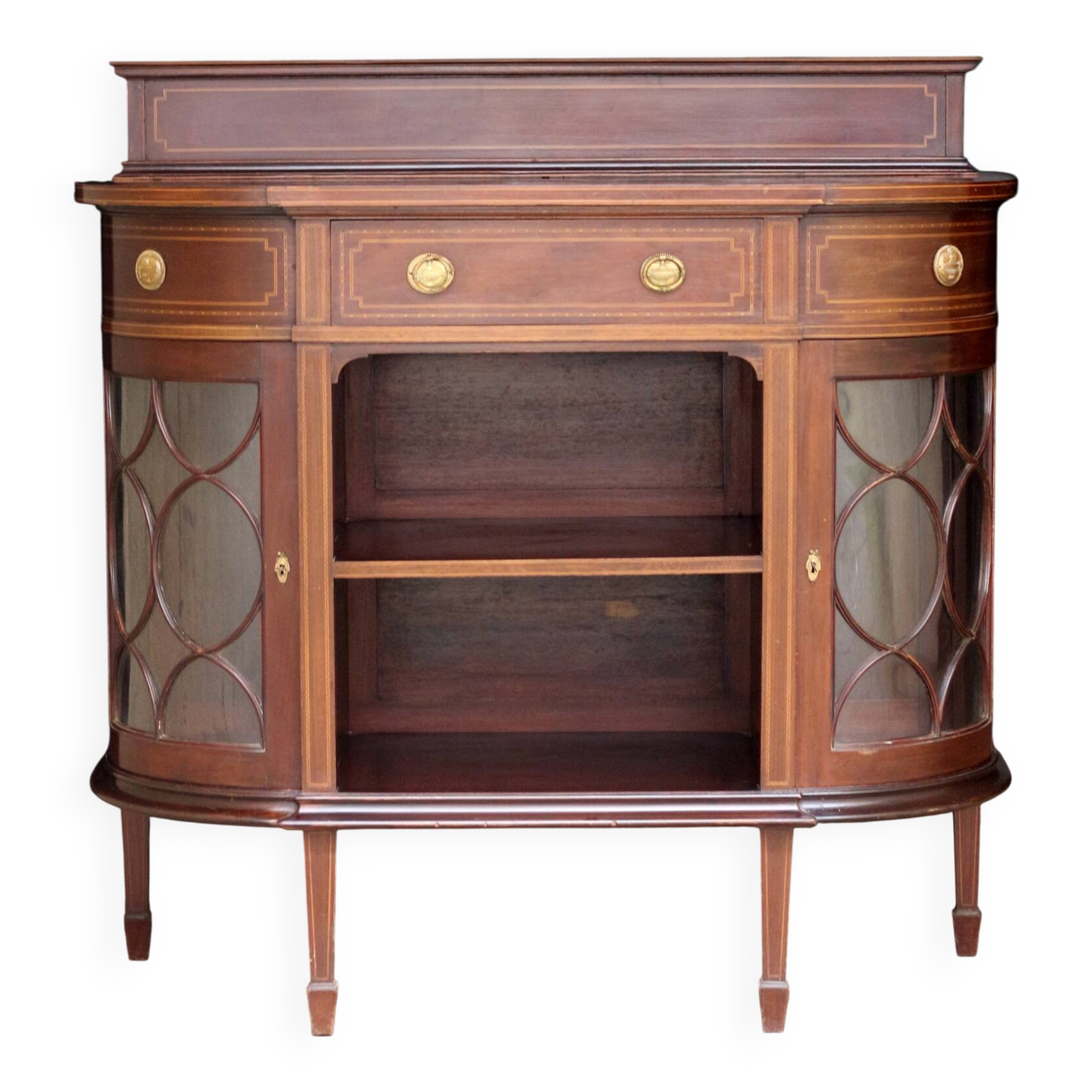 Elegant console by waring & gillow ltd, in mahogany veneer.