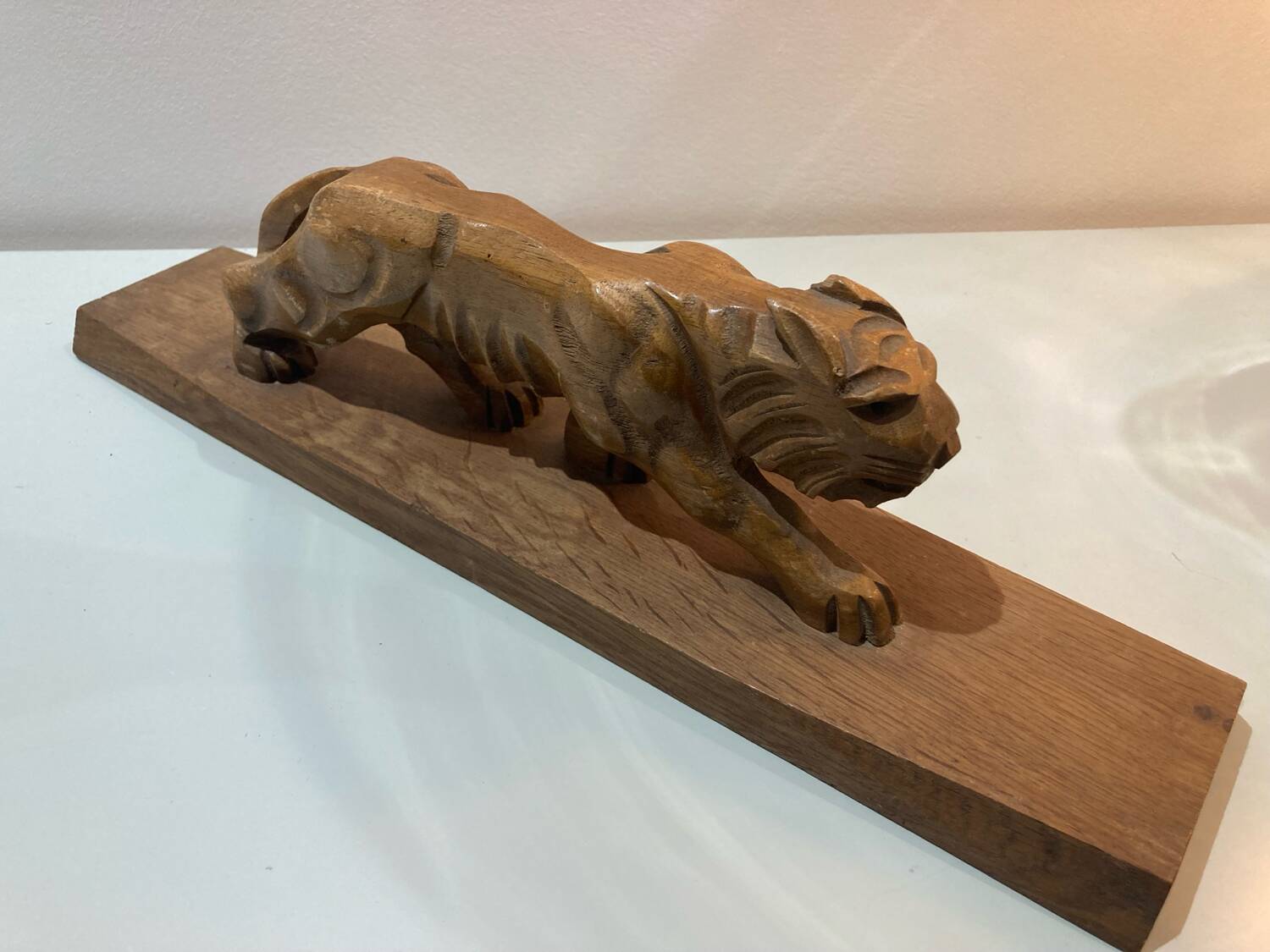 Wooden tiger sculpture