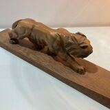 Wooden tiger sculpture