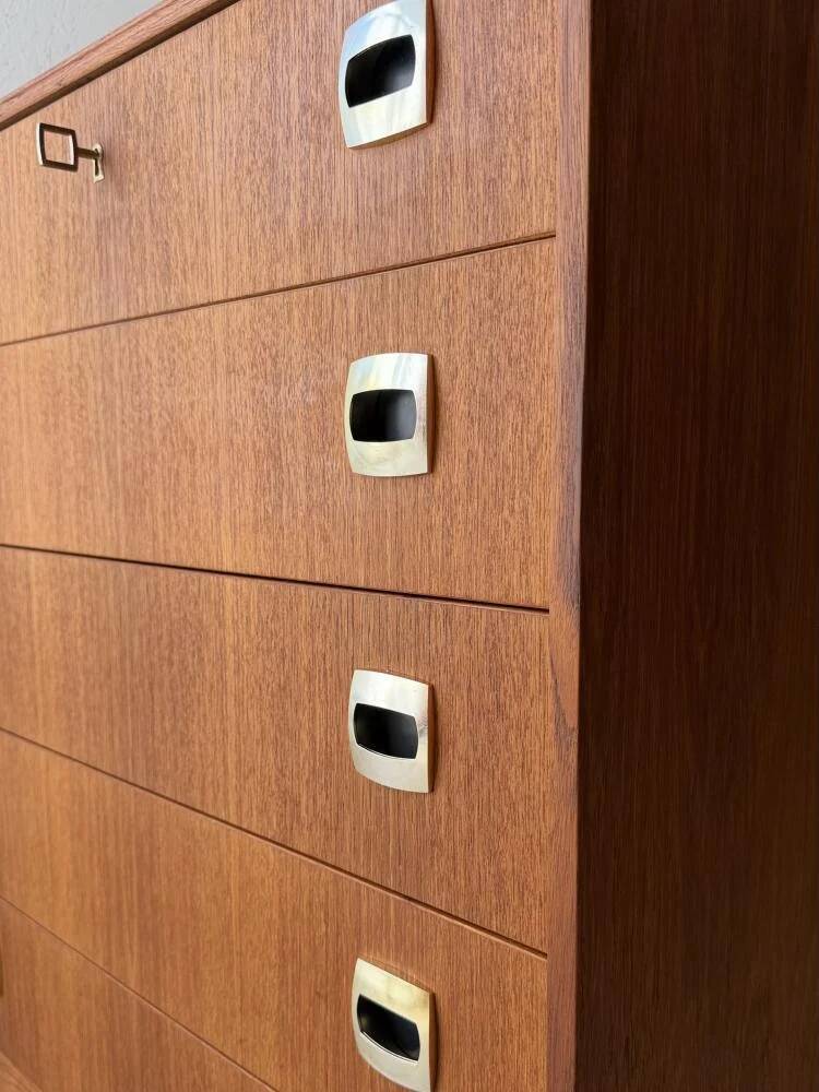 Swedish mid-century chest of drawers teak five drawers