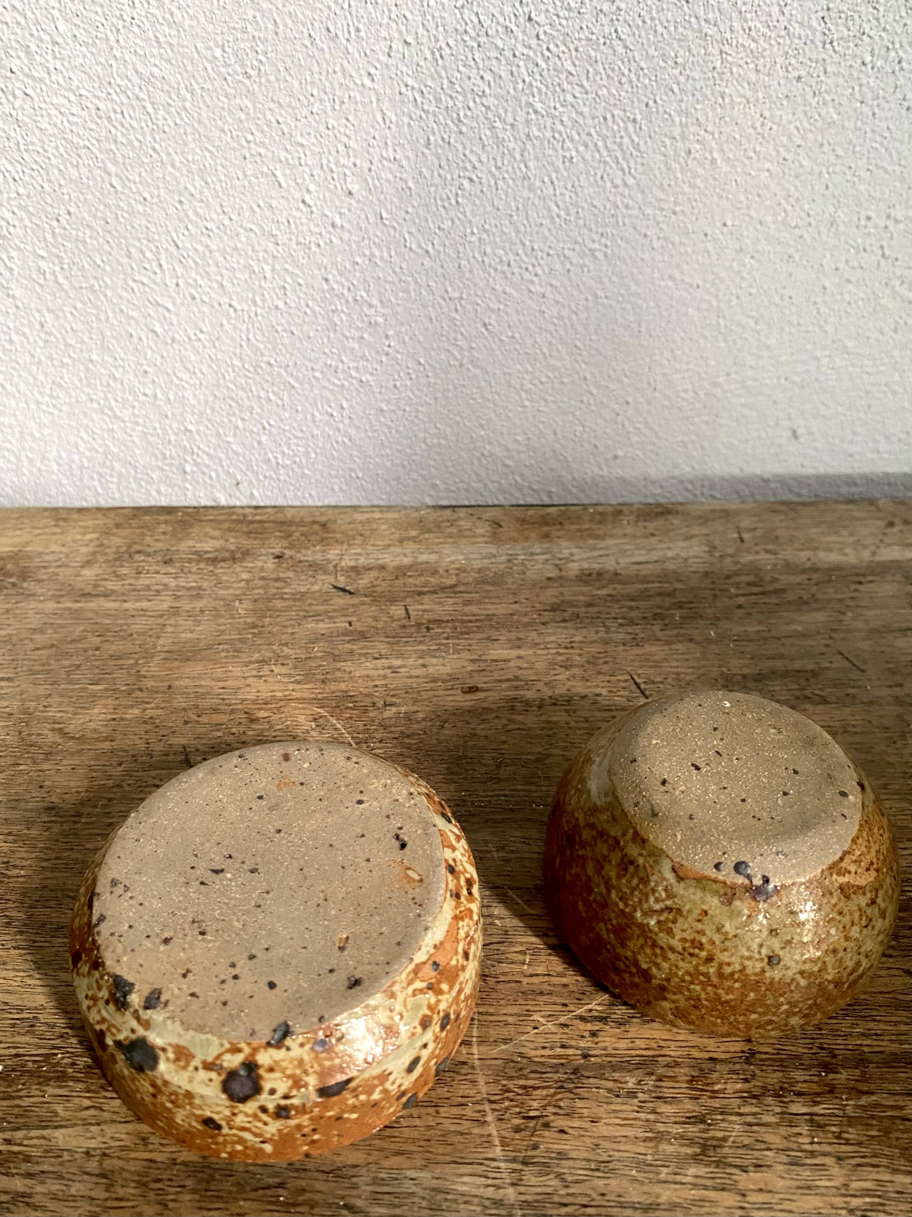 Duo of mini ramekins, stoneware, pyrite