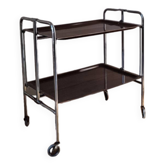 Chrome metal serving trolley