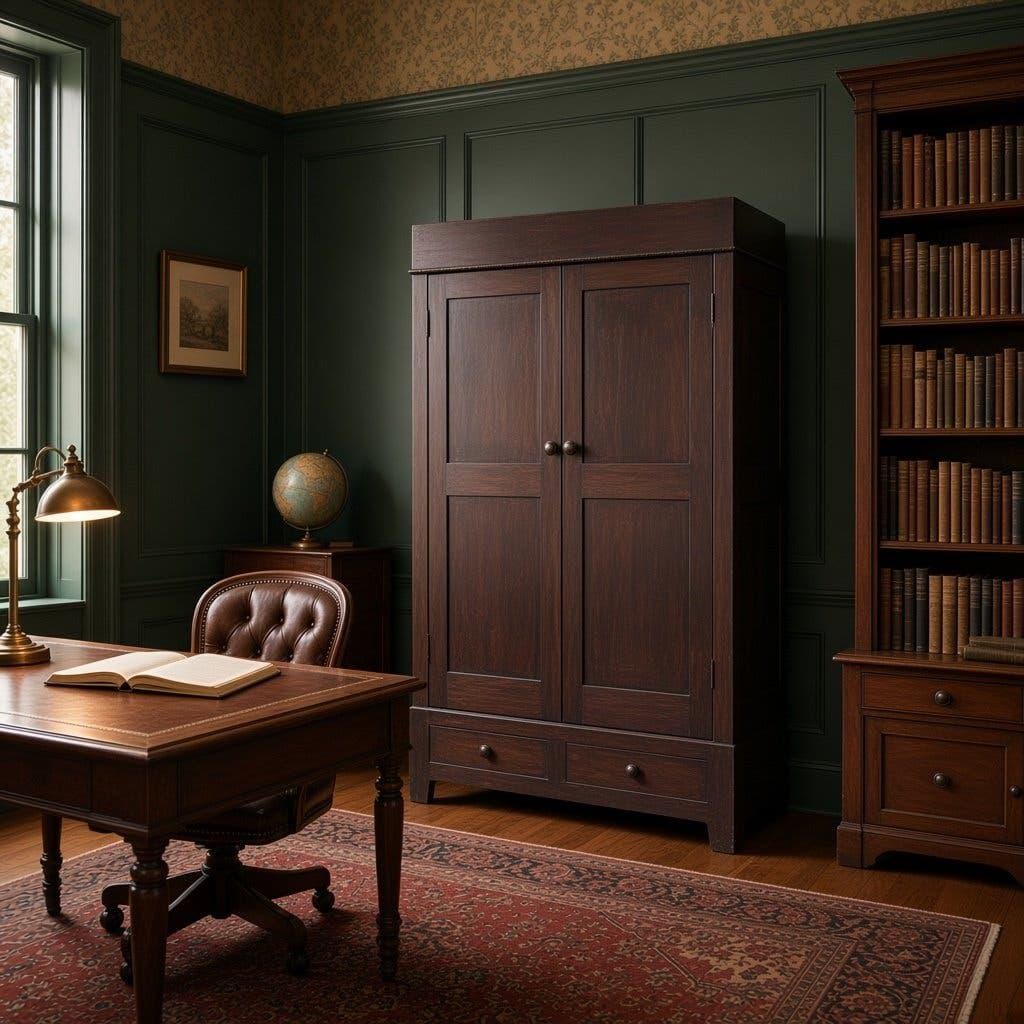 Vintage XL dark wood wardrobe/hallway furniture