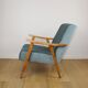 Fauteuil vintage loft années 70 bleu clair