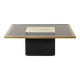 Coffee table in gilded brass and smoked glass. 1970s.