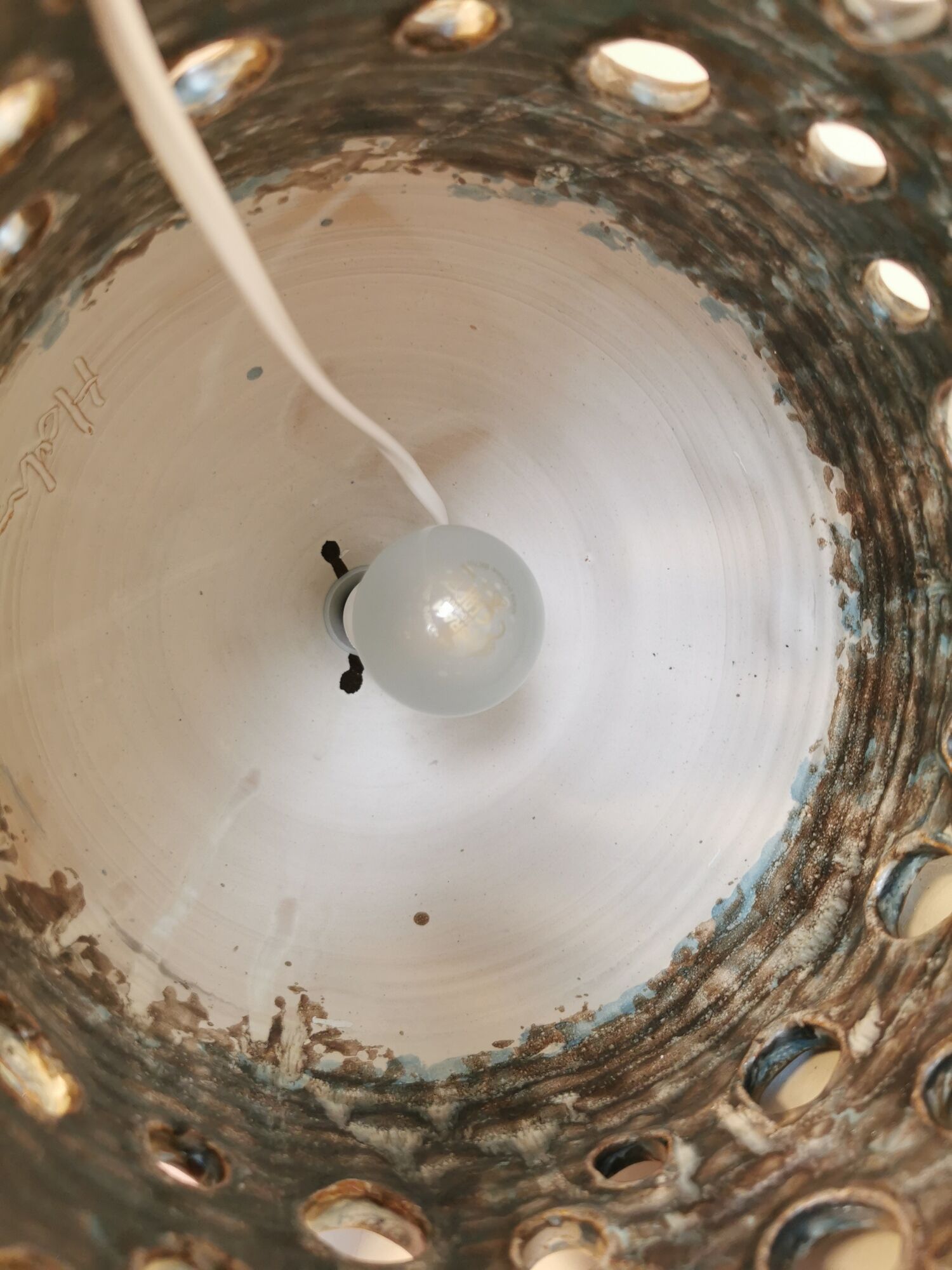 Ceramic table lamp, from Danish Leif Holm. with two light sources