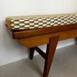 Oak bench with custom cushion