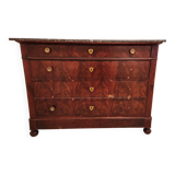 Commode en acajou, plaqué acajou et plateau en marbre noir