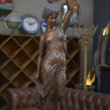 Statue de jardin en fonte 1900 " femme au tambourin"
