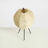 Beautiful mid-century modern tripod raffia table lamp