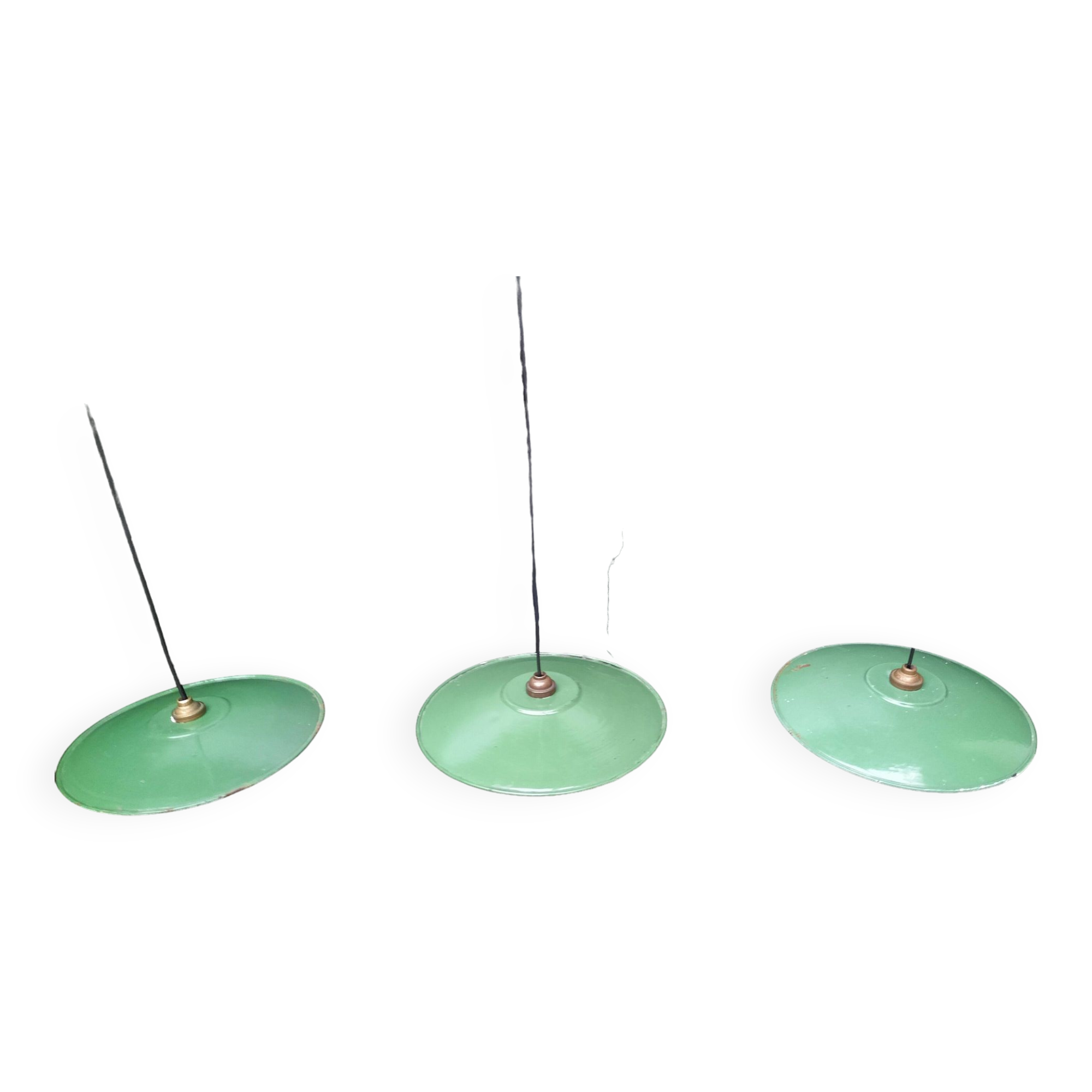 Enameled sheet metal pendant lights