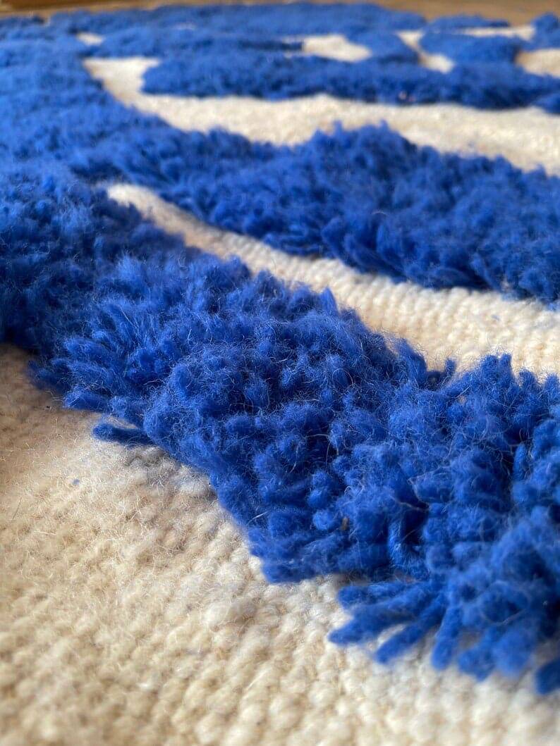 Traditional blue Beni Ourain artisan rug 140 x 260 cm