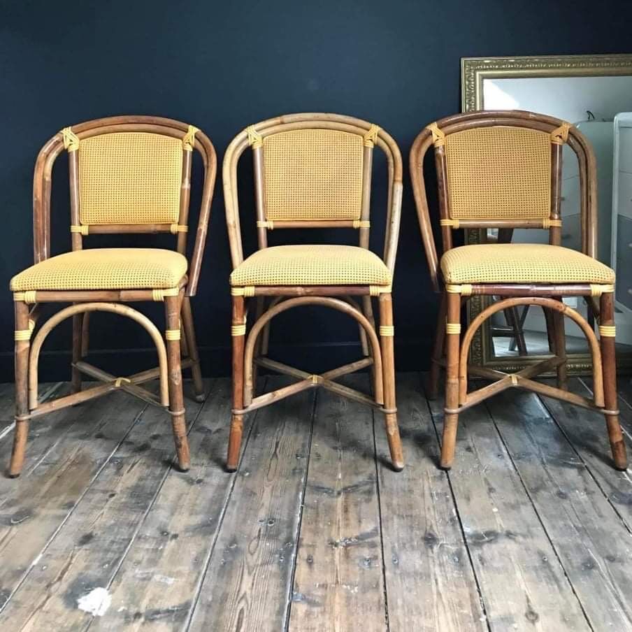 3 vintage rattan chairs, antique seating furniture