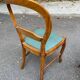 2 Louis Philippe chairs in solid curved wood and embroidered blue-green fabric