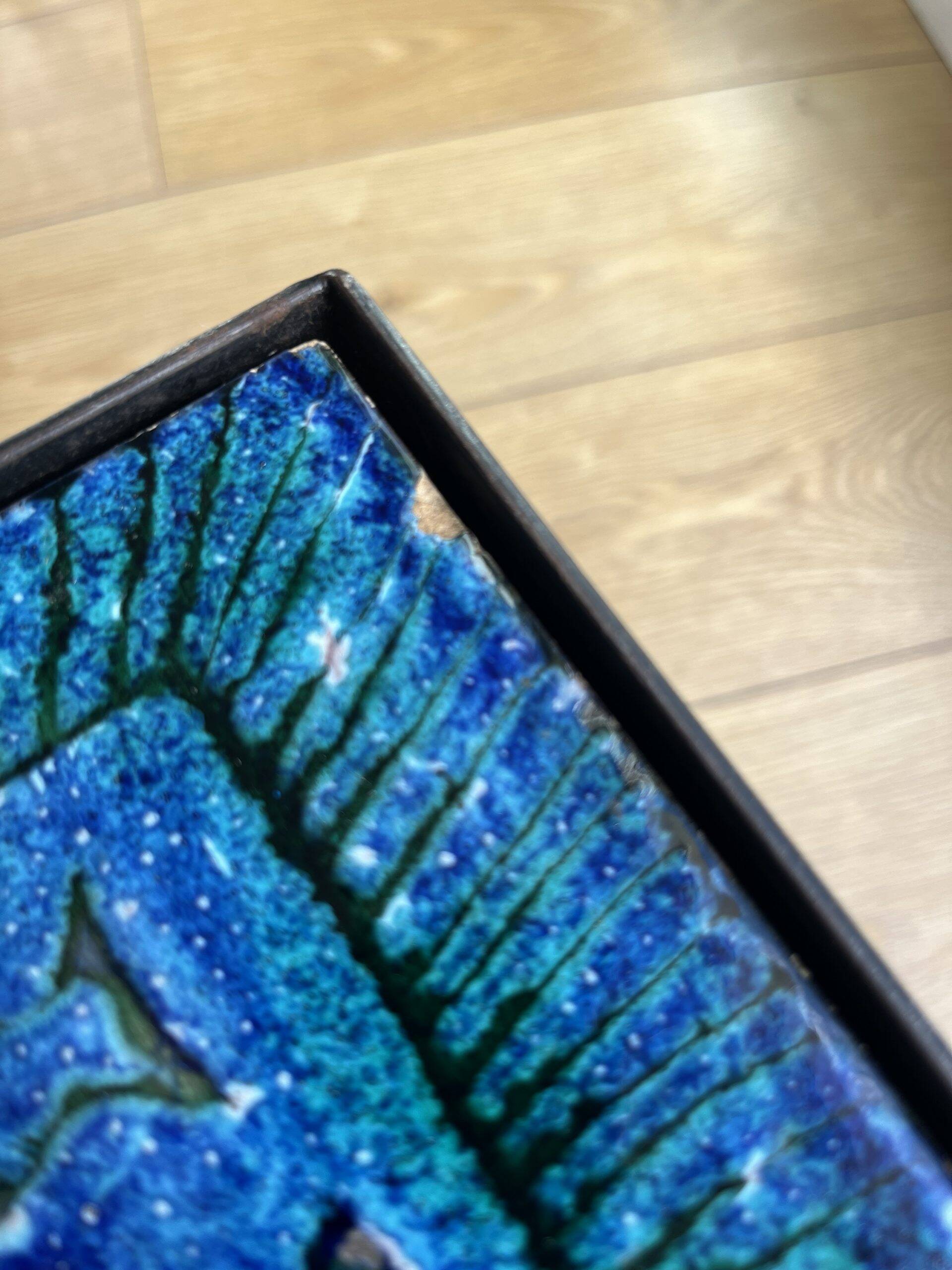 Blue ceramic coffee table by Robert & Jean CLOUTIER circa 1960