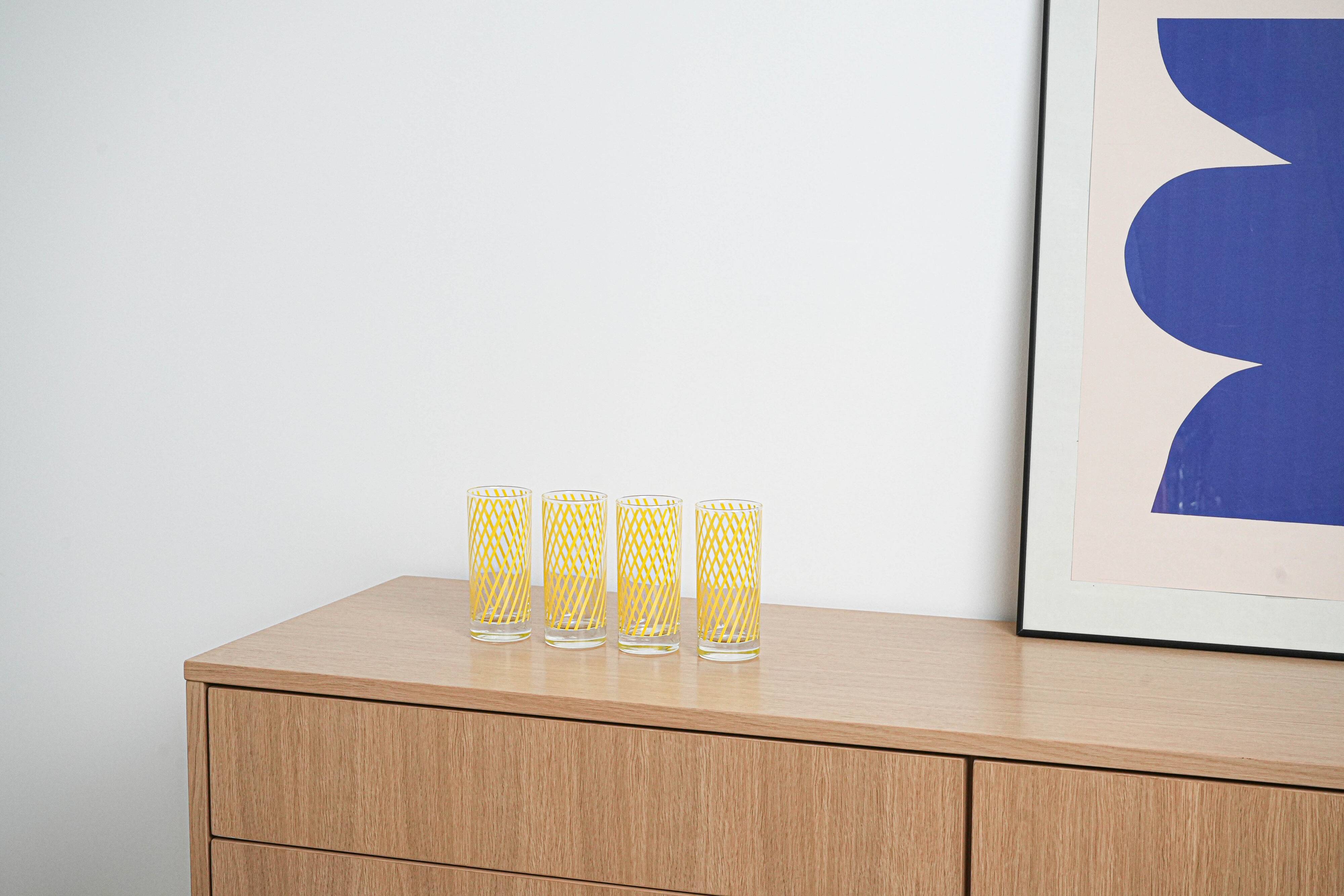 Set of highball glasses, Italian design, 1970s, manufactured in Italy