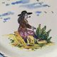 Vintage Breton earthenware plate – naive decor signed MF – Brittany