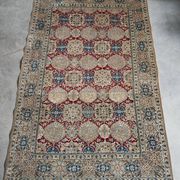 Tapis vintage noué main en laine vierge et soie, années 1960