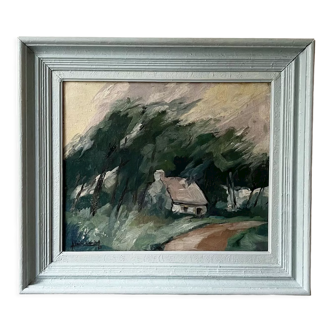 Huile sur toile, La maison en pleine foret,  Pierre ABADIE-LANDEL (1896-1972), 38 x 46 cm