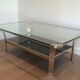 Table basse en chrome à double plateau en verre