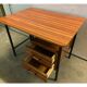 Vintage brown formica desk with black metal feet