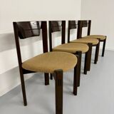 Set of 4 Girsberger Scandinavian style chairs from the 80s, vintage wood