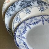 9 mismatched blue ironstone plates