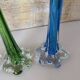 Trio de soliflore vase Murano vintage – verre soufflé bleu & vert – It
