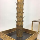 Floor lamp in the shape of a golden metal palm tree of 181 cm