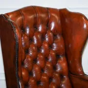 Chesterfield Wingback Armchairs with Flat Arms by William Morris, Set of 2