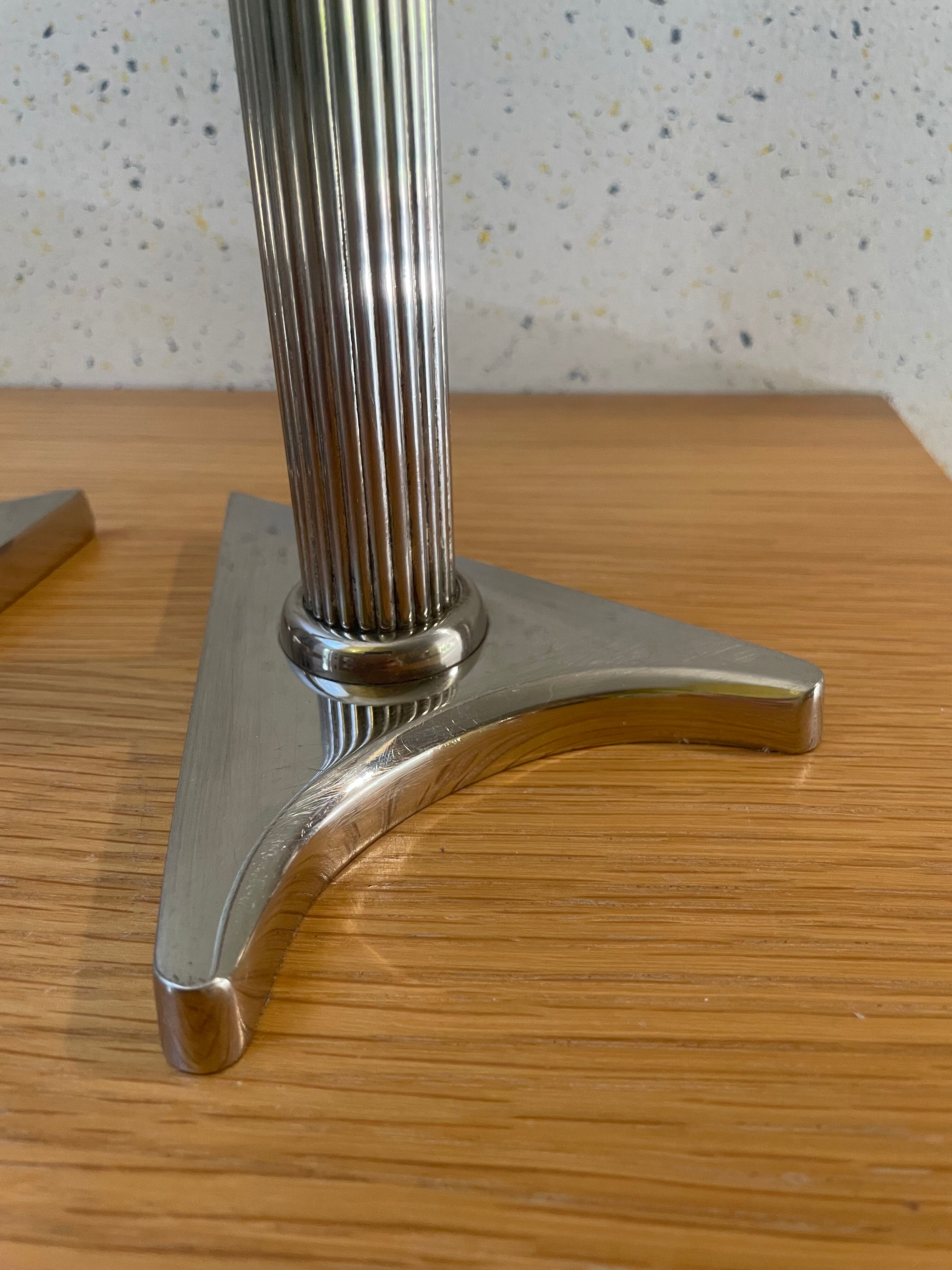 Art Deco candle holders, silver-plated cast iron.