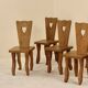 Ensemble de 6 chaises en noyer massif, France, 1970's