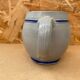 Set of 3 Beer Pint Mugs Stoneware Grey Vintage Blue Flower Decor