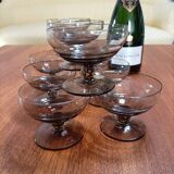 Set of 9 smoked glass champagne glasses
